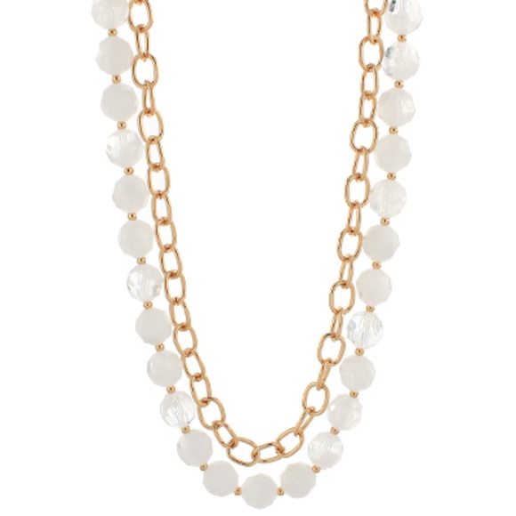 2 Layered Faceted Marble Bead Necklace - Picture 1 of 5